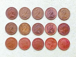 Anglia 15 db Különböző Érme 1 Penny 1971-2015