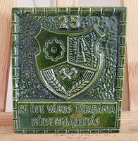 Ritka Tatabánya Kerámia falidísz (1972) – 25 éve város / Bélyegkiállítás 20x23 cm