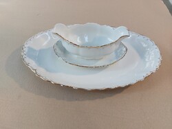 Antik Tielsch - Altvasser porcelán sültes tál szószos kínálóval
