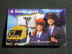 Kártyanaptár,MÁV,vasutas szakszervezet,Bzmot mozdony,vasutas,kalauz,1999   (8)