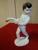 Hollóházi porcelán figura, Ludas Matyi, magassága 13,5 cm. Jókai