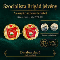 Aranykoszorús Szocialista Brigád jelvény – Kádár-kor, 1970–80, eredeti magyar kitűző