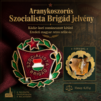 Aranykoszorús Szocialista Brigád zománcozott jelvény – eredeti Kádár-kori kitűző