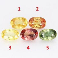 (5) 0.36ct 5.1x3.3mm Kezeletlen (Sárgás)Zöld Zafír, Csodálatosan Gyönyörű Drágakő