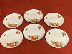 Set of 6 Wunsiedel Bavaria porcelain dessert plates with Santa Claus and floral design