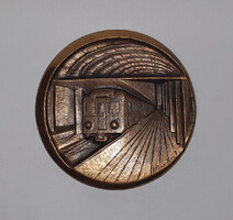Olcsai Kiss Zoltán - BUDAPESTI METRÓ 1970 - ritka, jelzett bronz plakett (78mm)