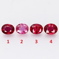 (4) 0.21ct 3.8x3.1mm Természetes Rubin, Gyönyörű Ragyogó Drágakő