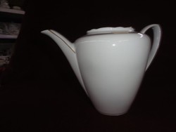 MZ Csehszlovák porcelán teakiöntő.Hófehér alapon arany csíkkal. Tető nélkül.