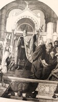 1900 LITOGRÁFIA - HELIOGLAVŰR LOTZ KÁROLY : ISTVÁN KIRÁLY KORABELI HÁRTYAPAPÍRRAL VÉDETT KÉP