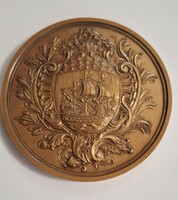 Párizsi Verdei Bronz Emlékérem 1990 (35. T.I.F. Budapest) – 1736-os  Párizs címere  6 ,7 cm
