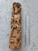 Részletgazdag távolkeleti mitológiai faszobor. 30cm Kína vagy Vietnami
