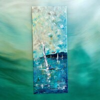 100x40cm Tihany lágy hangulata kortárs festmény vásznon