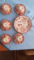 Japán gésás kávéscsésze aljjal 5 db plusz egy tányér tojáshéj porcelán