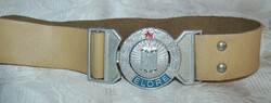 Retro úttörő/ kisdobos öv eredeti fém csattal („ELŐRE”) – Bőr szíjjal!