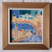 Kovács Sándor "Budapest" c. keretezett tűzzománc ingyen postával