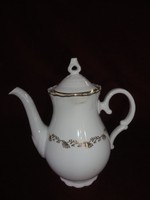 MZ Csehszlovák porcelán teakiöntő. Hófehér alapon arany szegéllyel és mintával. Vanneki!
