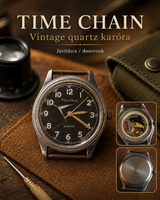 Vintage Time Chain Quartz férfi karóra – military számlap, hibás, javításra/donornak