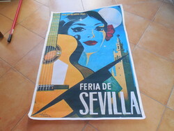 Plakát ,  Az 1966 os Sevillai Vásár hivatalos plakátja  , népszerű lakás decoráció  38 x 98 cm