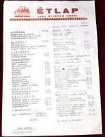 "Deák" Étterem étlapja Sopronból 1977-ben