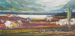 (N) Újhelyi Gábor (1925-2005) : Balatoni táj