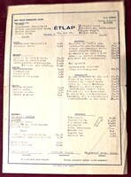 SZOT Üdülő Mátraháza étlapja 1981.10.18.