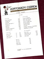 Hortobágyi Csárda étlapja 1980 körül
