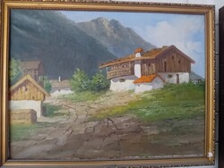 Mesterházi Dénes : Alpesi táj házakkal