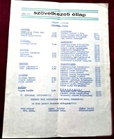 "Karos" Étterem Étlapja Zalakarosból, a 70-es évekből