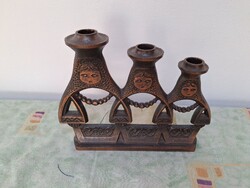 Iparművészeti bronz gyertyatartó