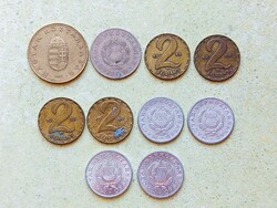 Magyarország 10 db Különböző Érme 1 2 100 Forint 1957-1995