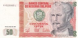 50  Intis  1987  Peru   A képen látható Szép Új állapotban