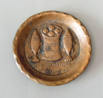Vintage Szentföldi réz kistányér – Kenyér és halszaporítás csodája (11,5 cm)