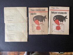 1972 Posta Könyv Irányítószám és Bp Utcajegyzéke + 3 db Eredeti Postai Boríték