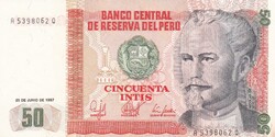 50  Intis  1987  Peru   A képen látható Szép Új állapotban