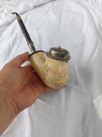 1830-40 Vadász jelentés nagyméretű tajték pipa 13 latos szerelékkel.