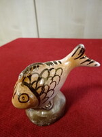 Mázas kerámia figura, Idparművész Kft., hal, hossza 7 cm. Jókai