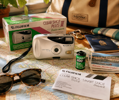 Fujifilm Clear Shot Plus III 35 mm filmes fényképezőgép eredeti dobozában – 1990-es évek