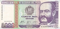 5.000  Intis  1988  Peru   A képen látható Szép  Új állapotban