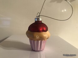 ÜVEG  MUFFIN - HOLLAND - KARÁCSONYFADÍSZ -  6 x 5  cm - VASTAG - HIBÁTLAN