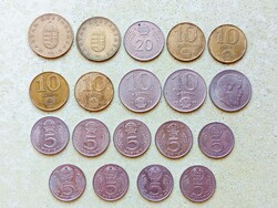 Magyarország 19 db Különböző Érme 5 10 20 100 Forint 1967-1995