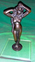 Régi nagyon szép bronz női akt asztali szobor plexi kocka talapzaton 14 cm HIBÁTLAN