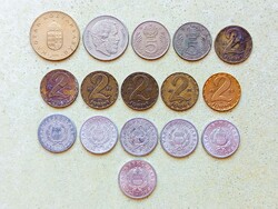 Magyarország 16 db Különböző Érme 1 2 5 100 Forint 1967-1995