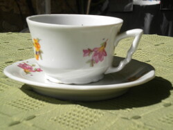 Antik Zsolnay  porcelán manófüles mokkás csésze alátéttel
