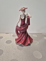 Lány aranyozott, bordó estélyiben - Royal Doulton ( Angol ) káprázatos porcelán