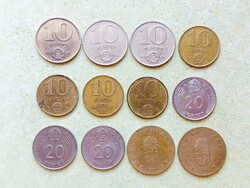Magyarország 12 db Különböző Érme 10 20 100 Forint 1971-1995