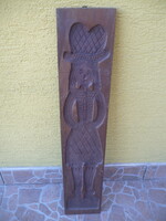 Régi nagyméretű faragott fa mézeskalács nyomódúc 75cm