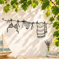 Nyári hangulatú fali dekoráció drótból– Száradó bikini és törölköző - Balaton / Nyaraló / ajándék