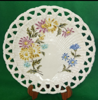 Steidl Znaim áttört szélű majolika kínáló fali tál (cca. 1890–1910) d:31,5 cm -Hibátlan