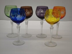 Exkluzív 6 részes színes kristály pohárkészlet - Szőlő mintás, hibátlan, 19 cm