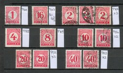 M40 - Régi magyar portóbélyeg csomag - 13 db 1926-os pengőértékű filléres darabok